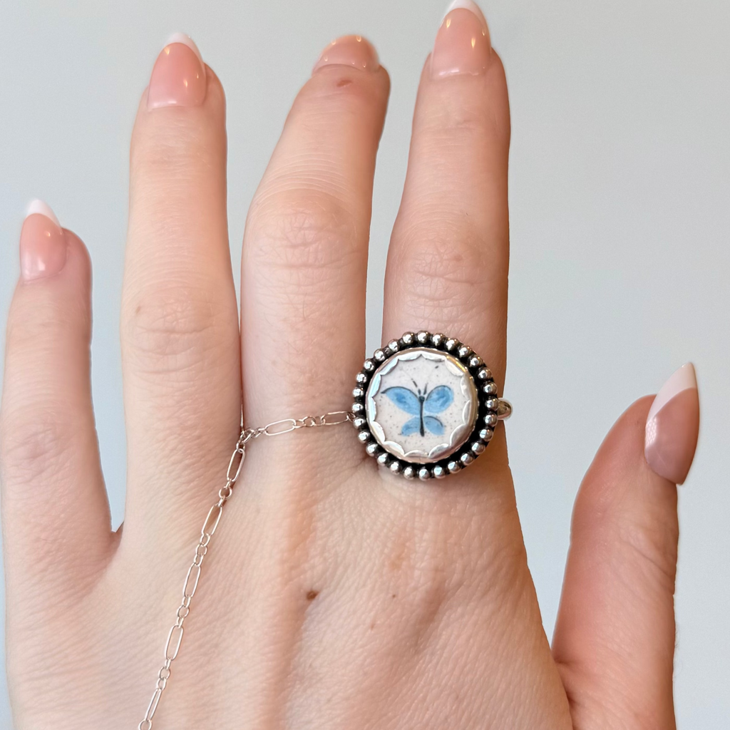 Blue Butterfly Ring - Size 8