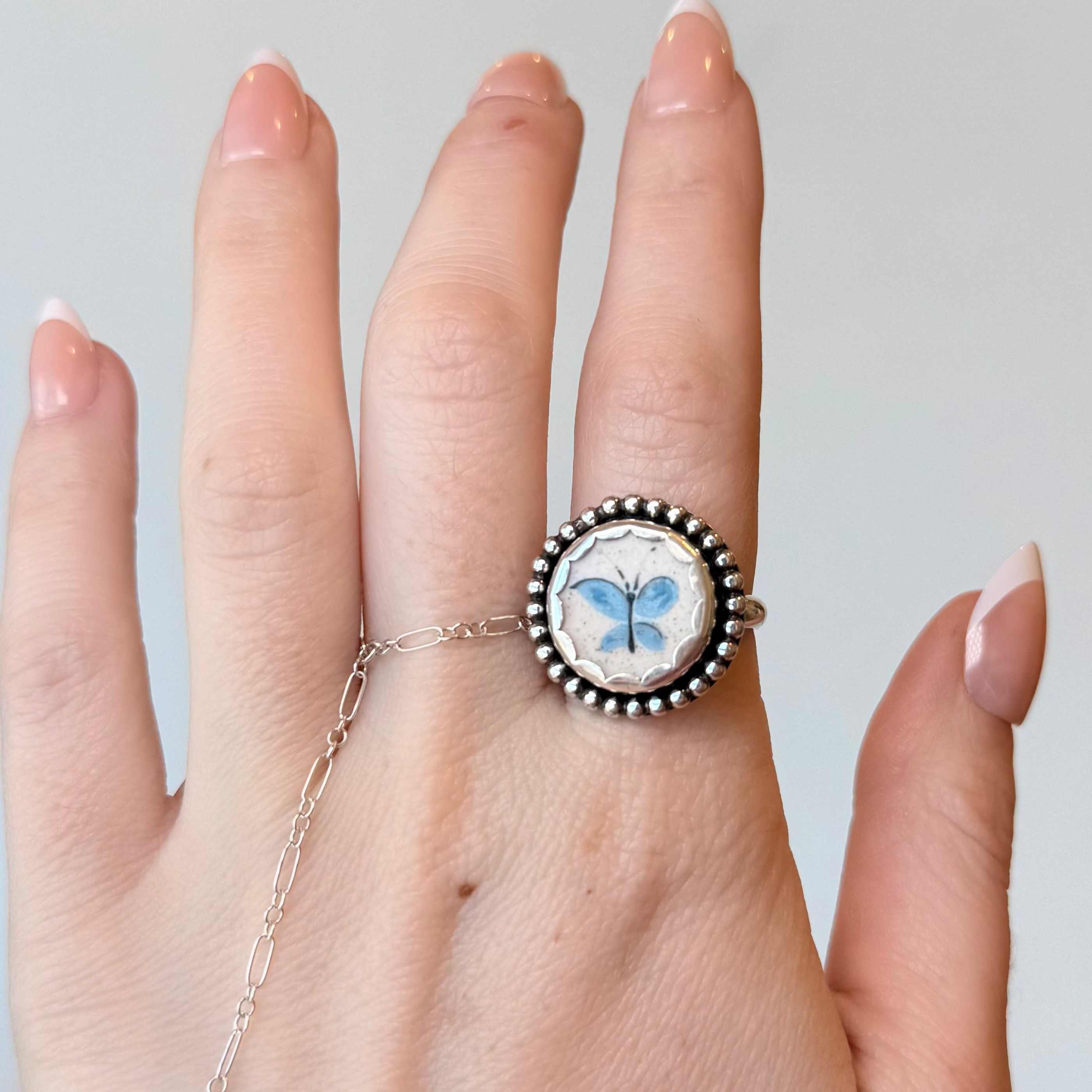 Blue Butterfly Ring - Size 8