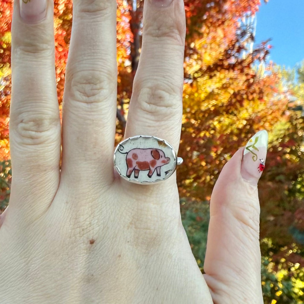 Penny Pig Ring - Size 8
