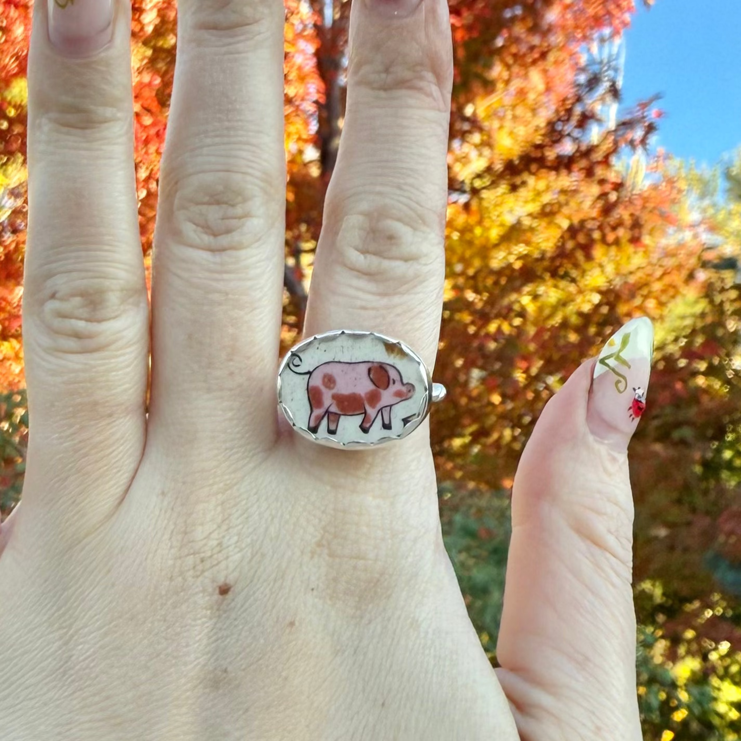 Penny Pig Ring - Size 8