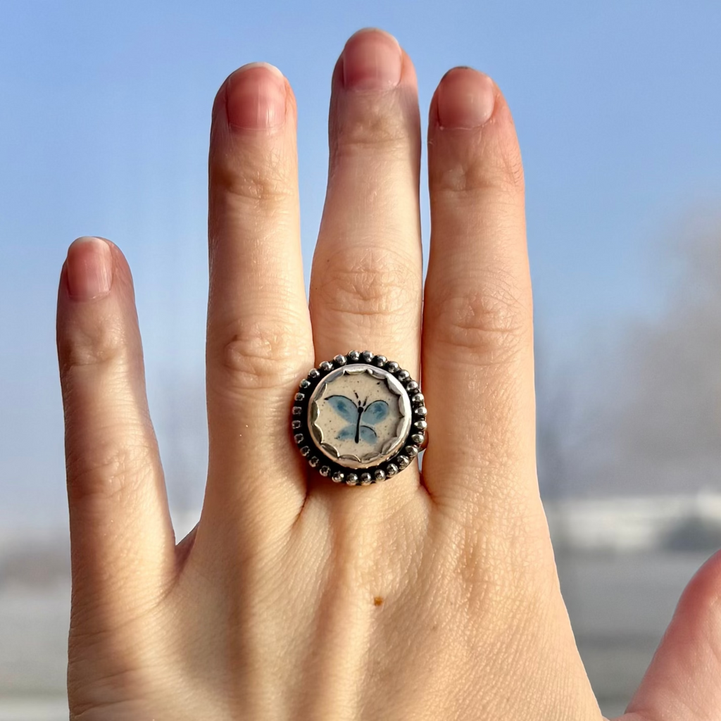 Blue Butterfly Ring - Size 8