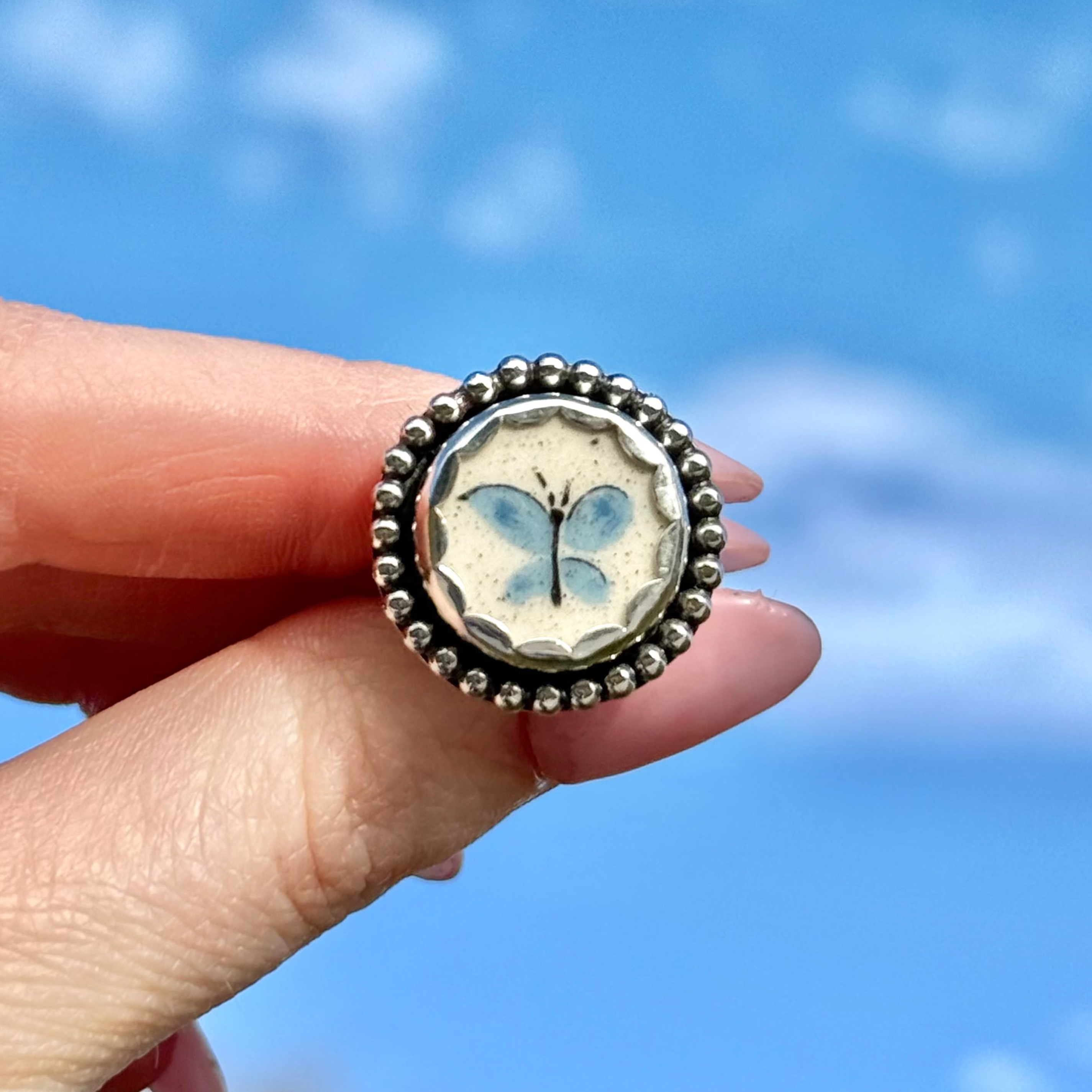 Blue Butterfly Ring - Size 8