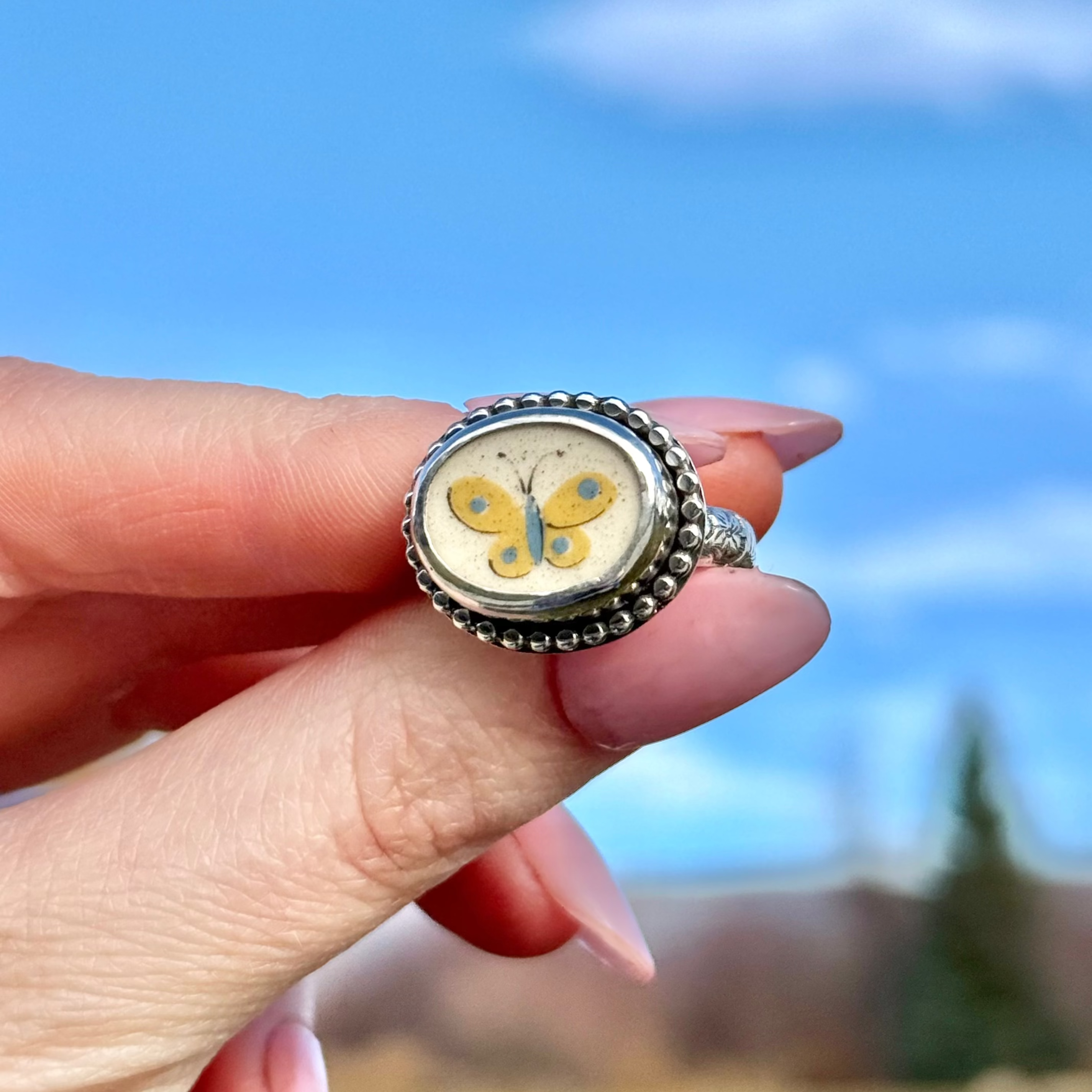 Yellow Butterfly Ring - Size 9