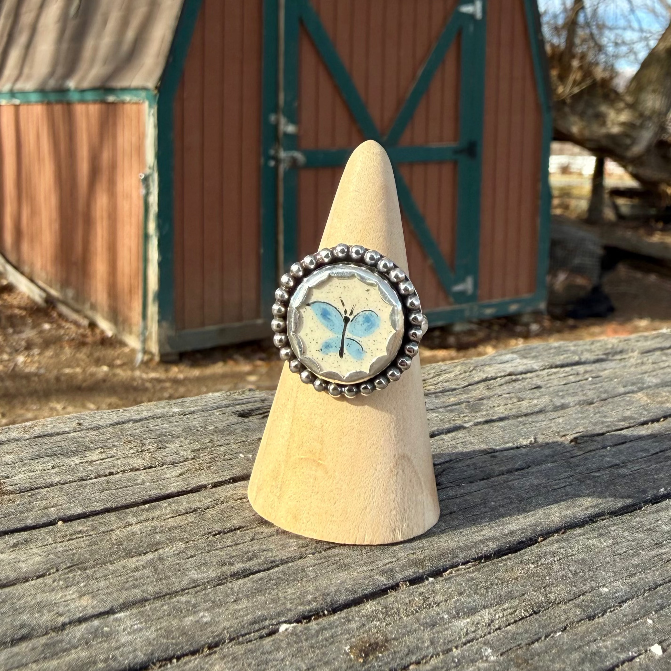 Blue Butterfly Ring - Size 8